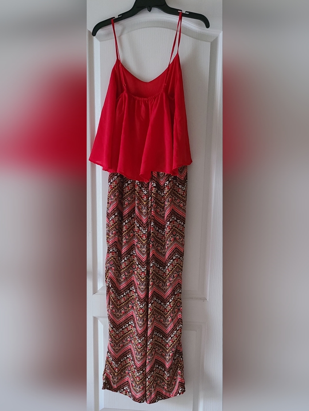Toxik3 Jumpsuit Red/Multi Chevron/ZIgZag Parttern Women Sz L